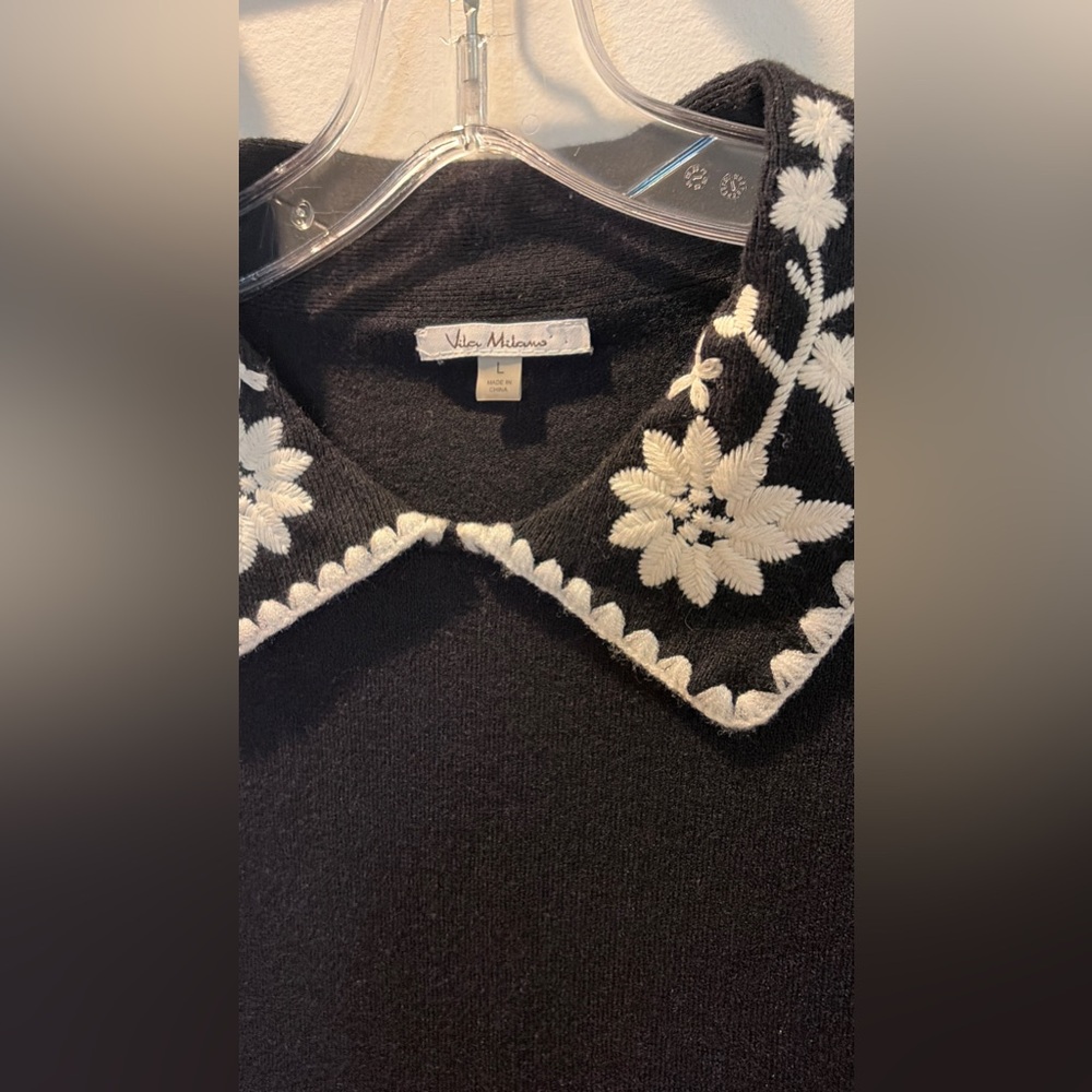 Vila Milano size L women’s embroidered collar sweater - Picture 3 of 5